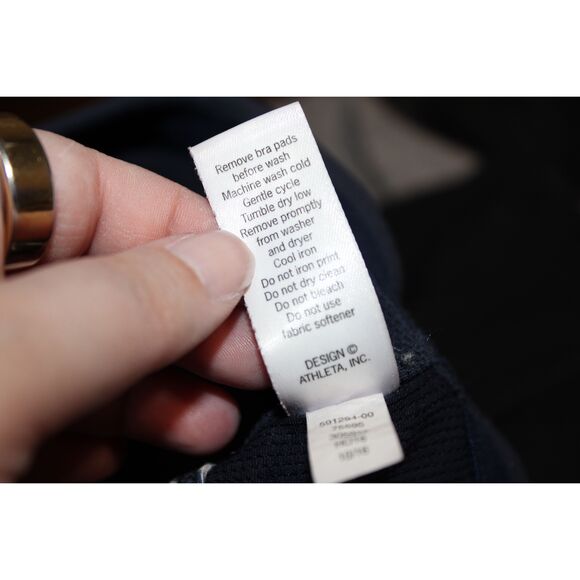 Womens Athleta White Navy Blue Pink Leopard Print Strappy Back Sports Bra Sz XS - Picture 6 of 8